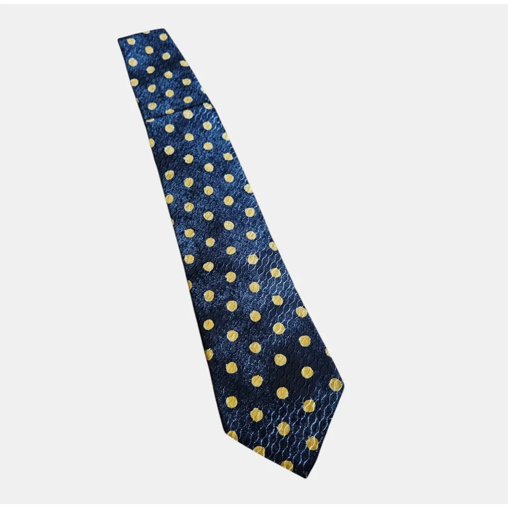 Ermenegildo Zegna Silk Geometric Neck Tie Jacquard Gold Polka Dot Quiet‎ Luxury